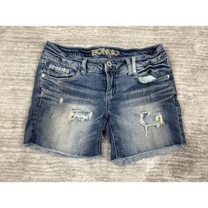 Vintage Bongo Shorts Womens 7 Blue Distressed‎ Denim Jean Ripped 90s